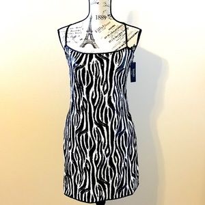 Laundry by Shelli Segal Sequin Black & White Animal Print Mini Dress